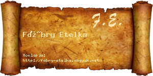 Fábry Etelka névjegykártya